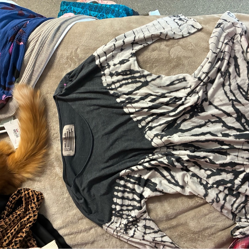 Free people black and White Tie-Dye Long Sleeve